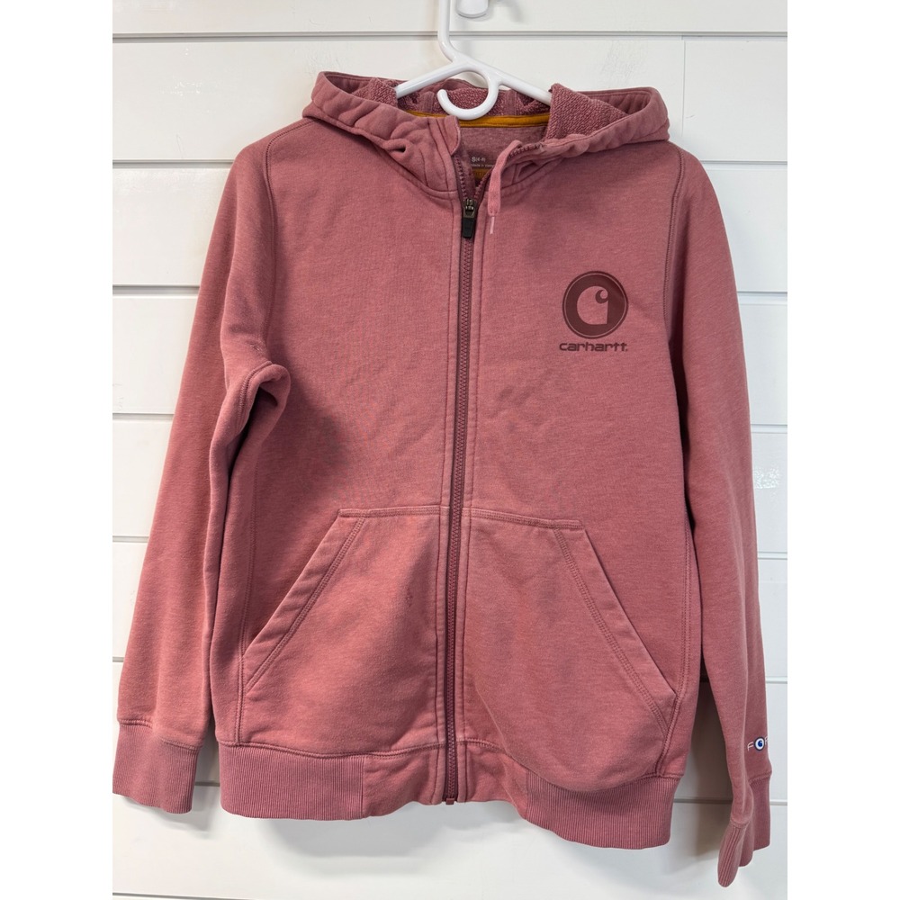 Carhartt Womens Slightly Fitted Full Zip Hoodie Rose Pink Heather Small 4-6